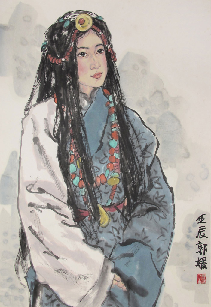 民族姑娘。年代：2012。款识：壬辰郭媛。铃印：郭媛画印 54 x 76 cm