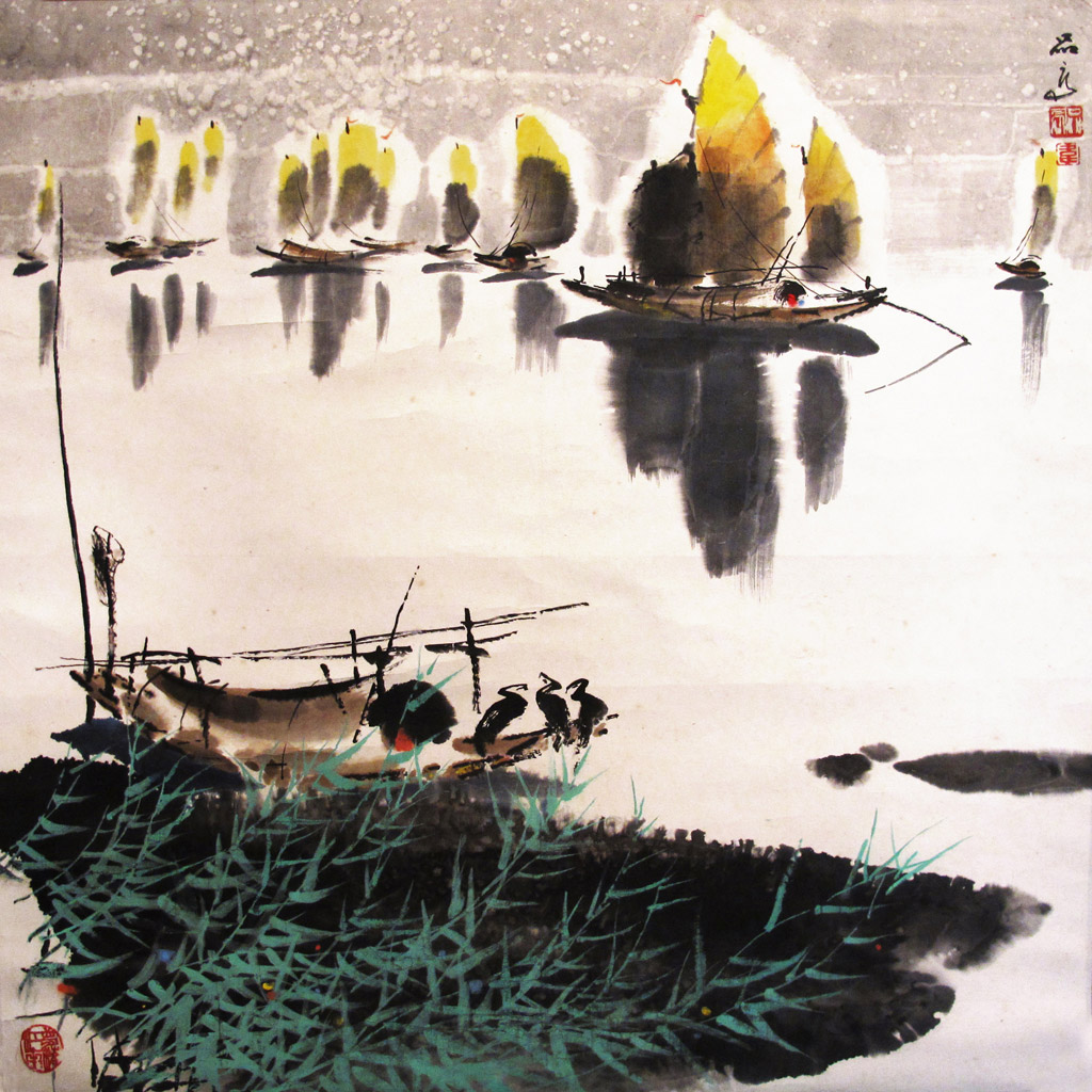 江南2。款识：品高。铃印：品高，韦。设色纸本 33 x 45 cm