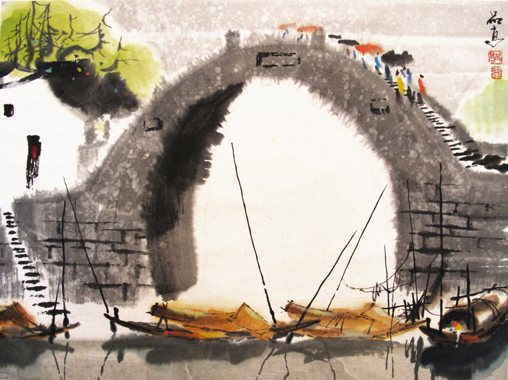 江南3。款识：品高。铃印：品高，韦。设色纸本 33 x 45 cm