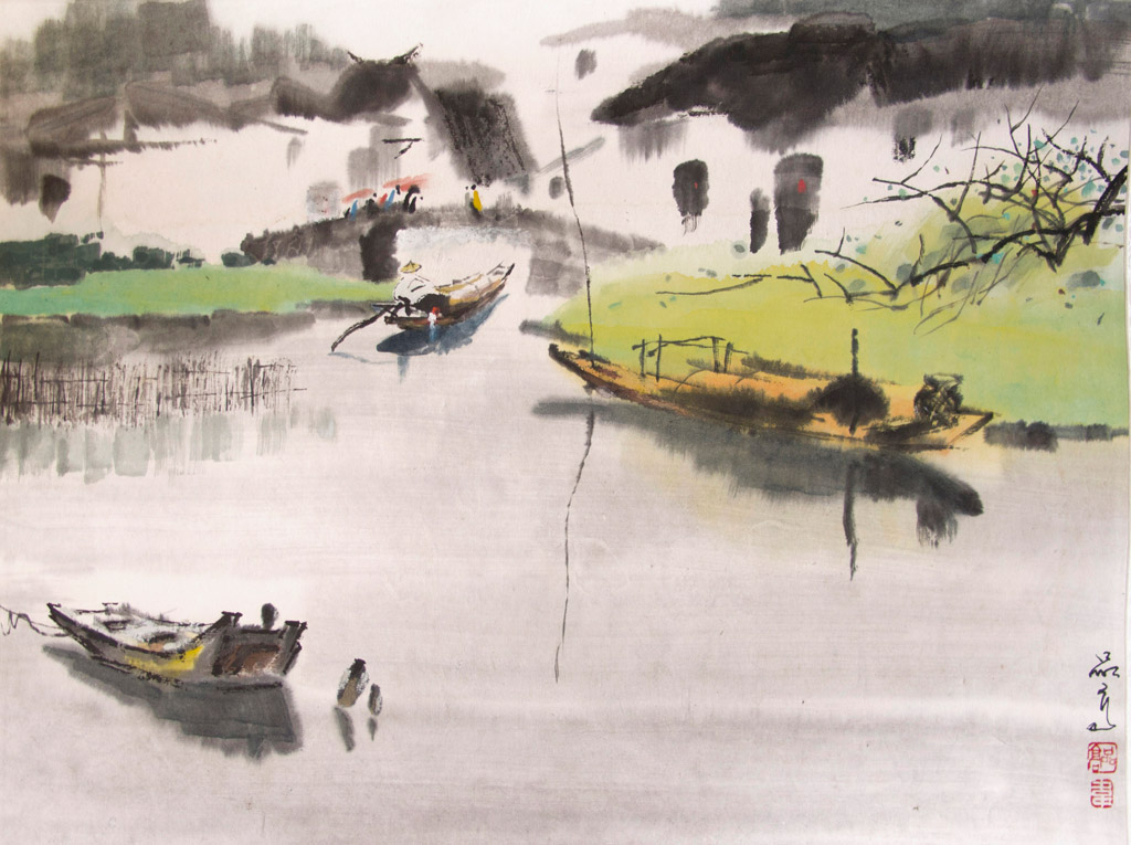 江南4。款识：品高。铃印：品高，韦。设色纸本 66 x 66 cm