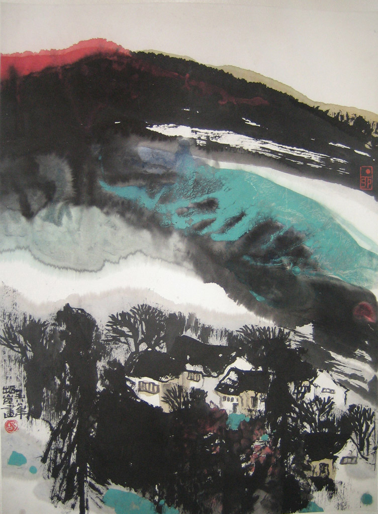 山居。年代：1979 年。款识：振崑画。铃印：胡。设色纸本 50 x 68 cm