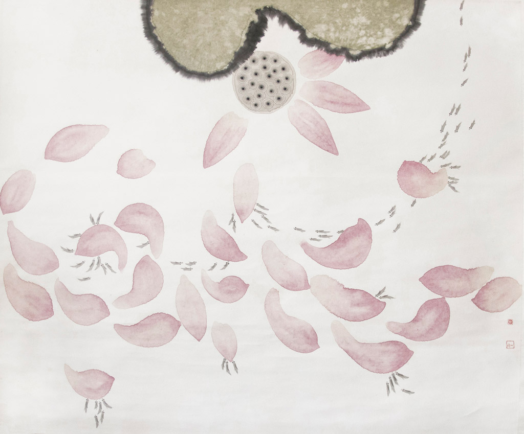 Li Changyi. Fishes and Lotus. Ink on paper 120 x 145 cm